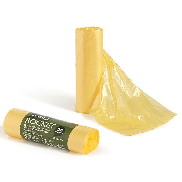 PERFETTO SACCHI IMMONDIZIA GIALLO 50x60 cm