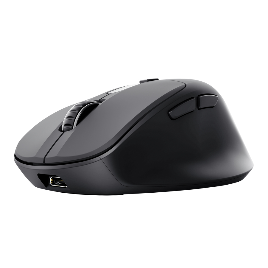 TRUST MOUSE WIRELESS RICARICA ULTRAVELOCE 3MIN 24GG - MULTICONNECT WL 2,4GHZ + 2x BT SILENT - PLASTICA RICICLATA 85% - 4000DPI - TRUST ZEVO - NERO