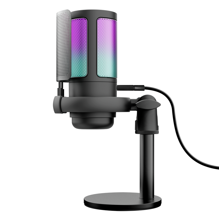 TRUST MICROFONO CARDIOIDE RGB GAMING CABLATO USB 1,8M CON SUPPORTO PER STREAMING - TRUST GXT 238 AURON - NERO