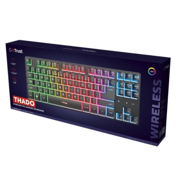 TASTIERA GAMING WIRELESS (COMPATTA TKL) ILLUMINATA - RICARICABILE - LAYOUT ITALIANO - TRUST GXT831W THADO TKL - NERO 7