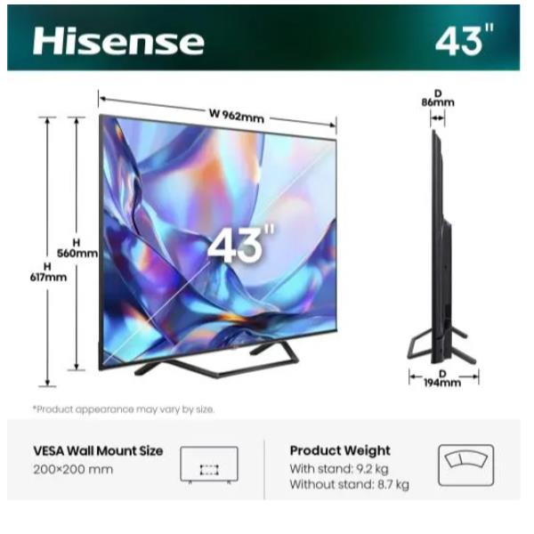 43 A79S QLED 4K ULTRA HD SMART VIDAA - STAND CENTRALE 1