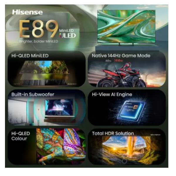 75 E89S MINI LED 4K ULTRA HD SMART VIDAA REFRESH RATE 144HZ 12
