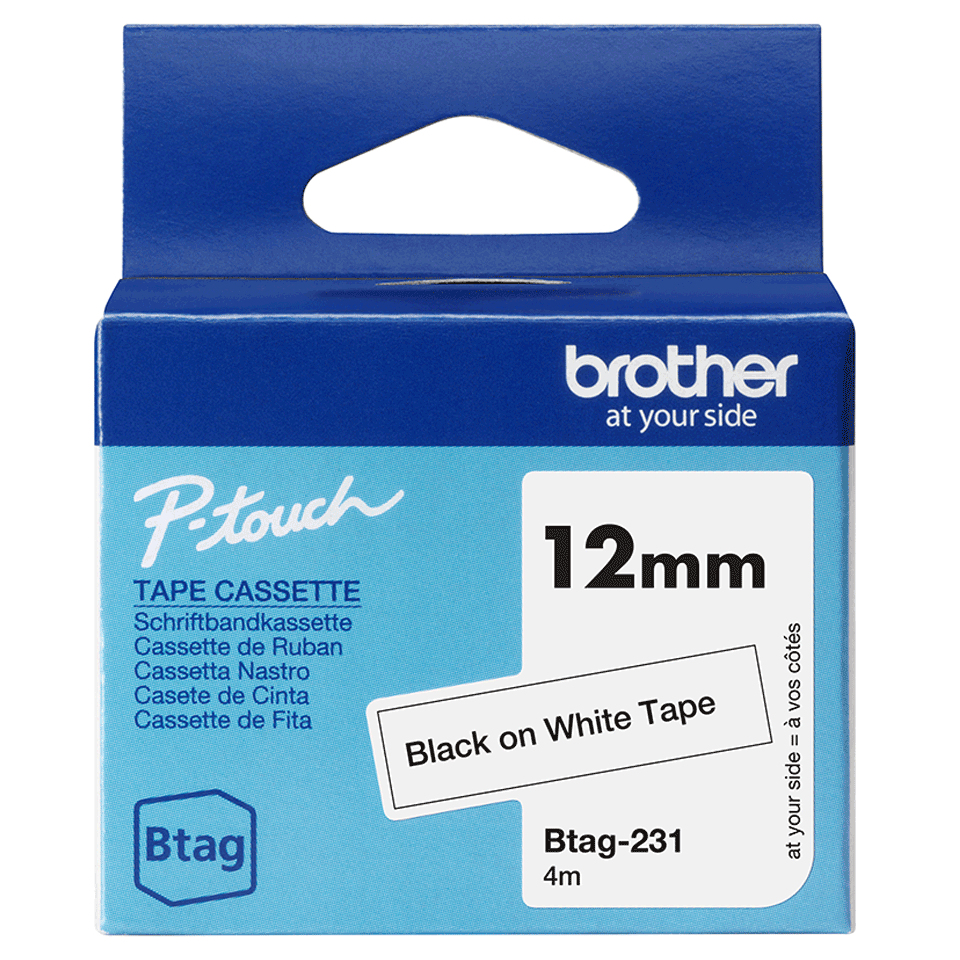 CONSUMABILI BROTHER NASTRO BTAG231 12MM NERO SU BIANCO