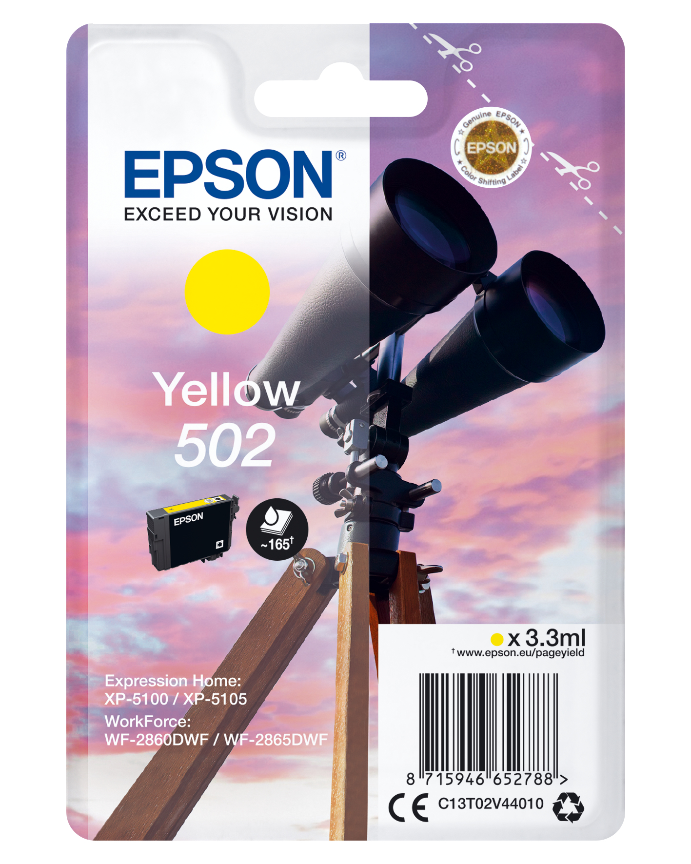 CONSUMABILI EPSON CART.GIALLO BINOCOLO 502 1X3 33ML