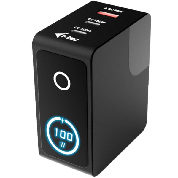 I-TEC Universal Intelligent GaN 100 W Charger USB (2×USB-C, 1×USB-A)