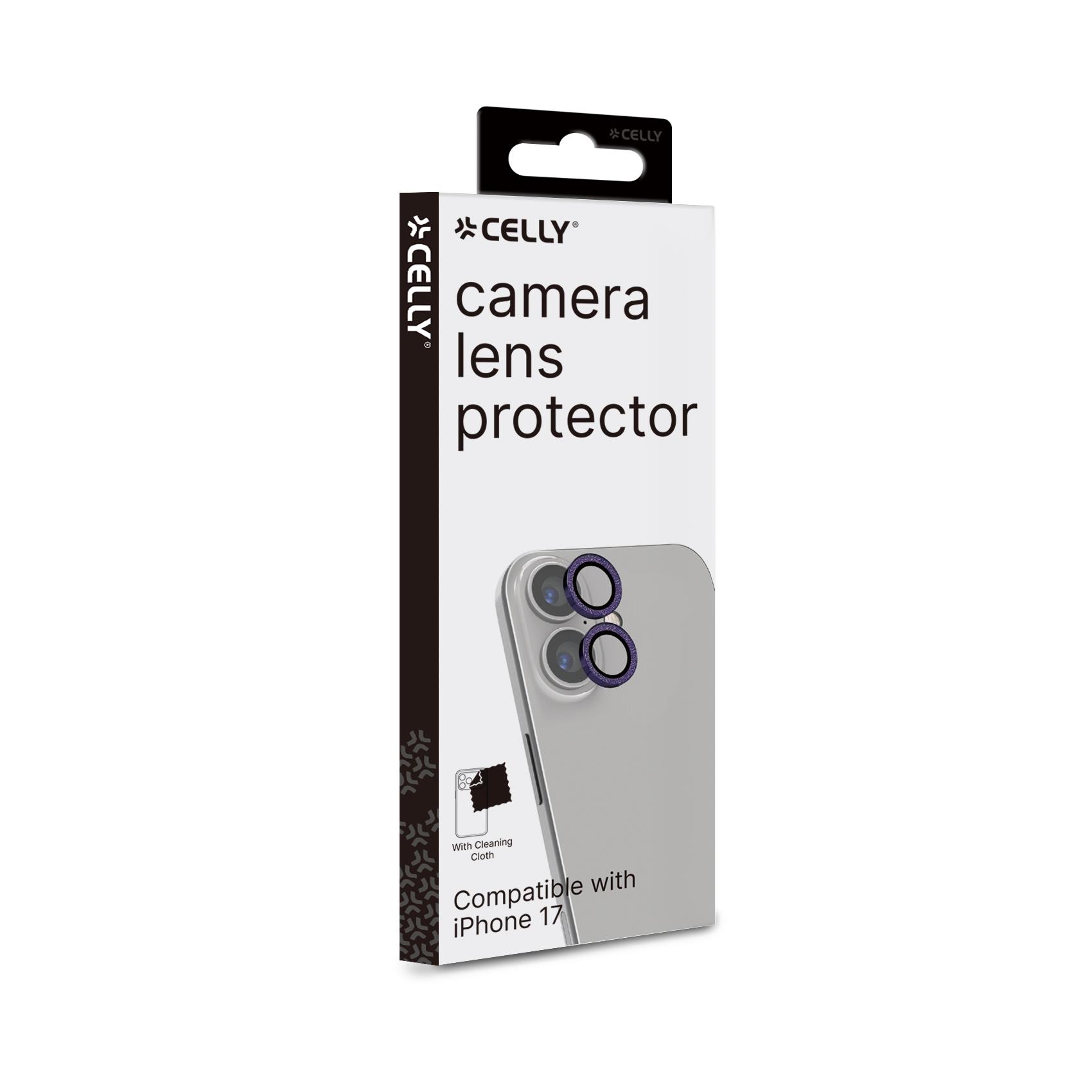 COLGLICAM - Vetro 9H per fotocamera posteriore, design glitterato, cornice in metallo compatibile con iPhone 17 (OFFSET COLLECTION) 2