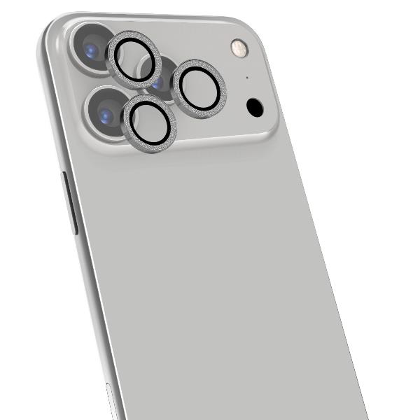 CELLY COLGLICAM - Vetro 9H per fotocamera posteriore, design glitterato, cornice in metallo compatibile con iPhone 17 Pro Max (OFFSET COLLECTION)