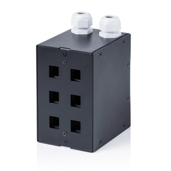 DIGITUS Distributore a binario top-hat in rame, 6 porte, nero