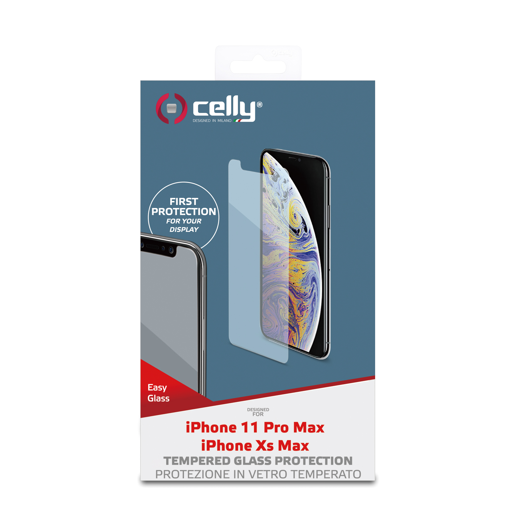 CELLY EASY - Vetro 9H con spessore 0.3 mm compatibile con Apple iPhone Xs Max/ iPhone 11 Pro Max