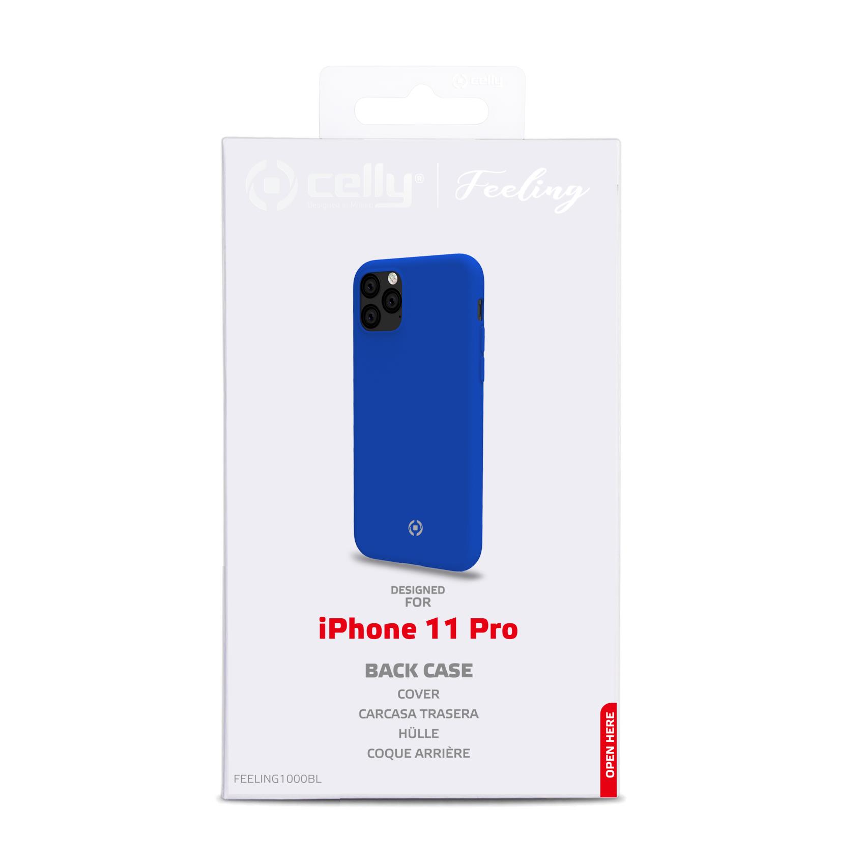CELLY FEELING - Cover morbida in silicone liquido con finitura soft touch e bordi anti scivolo colore blu compatibile con Apple iPhone 11 Pro