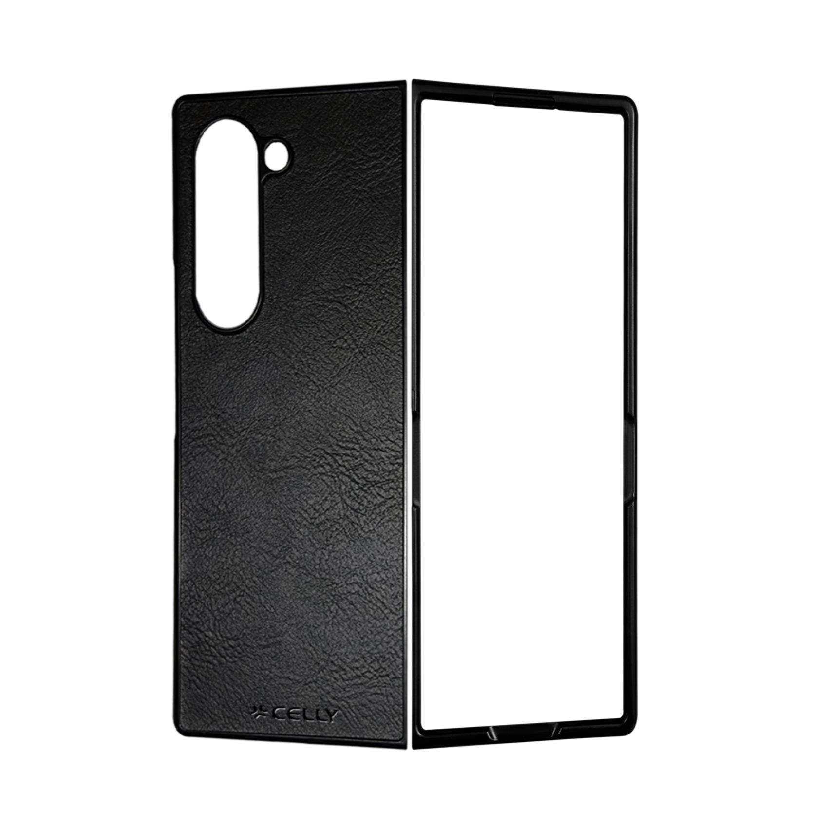 FOLDING - Cover in TPU composta da scocca anteriore e posteriore, effetto pelle sintetica colore nero compatibile Samsung Galaxy Z Fold 8 Ultra 2