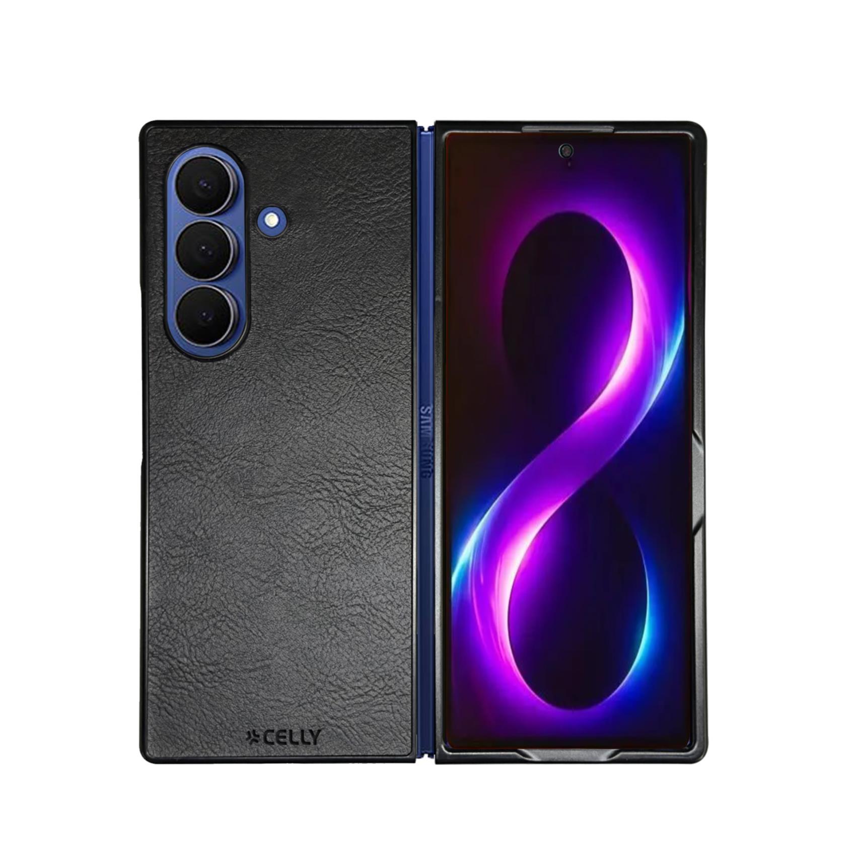 FOLDING - Cover in TPU composta da scocca anteriore e posteriore, effetto pelle sintetica colore nero compatibile Samsung Galaxy Z Fold 8 Ultra 3