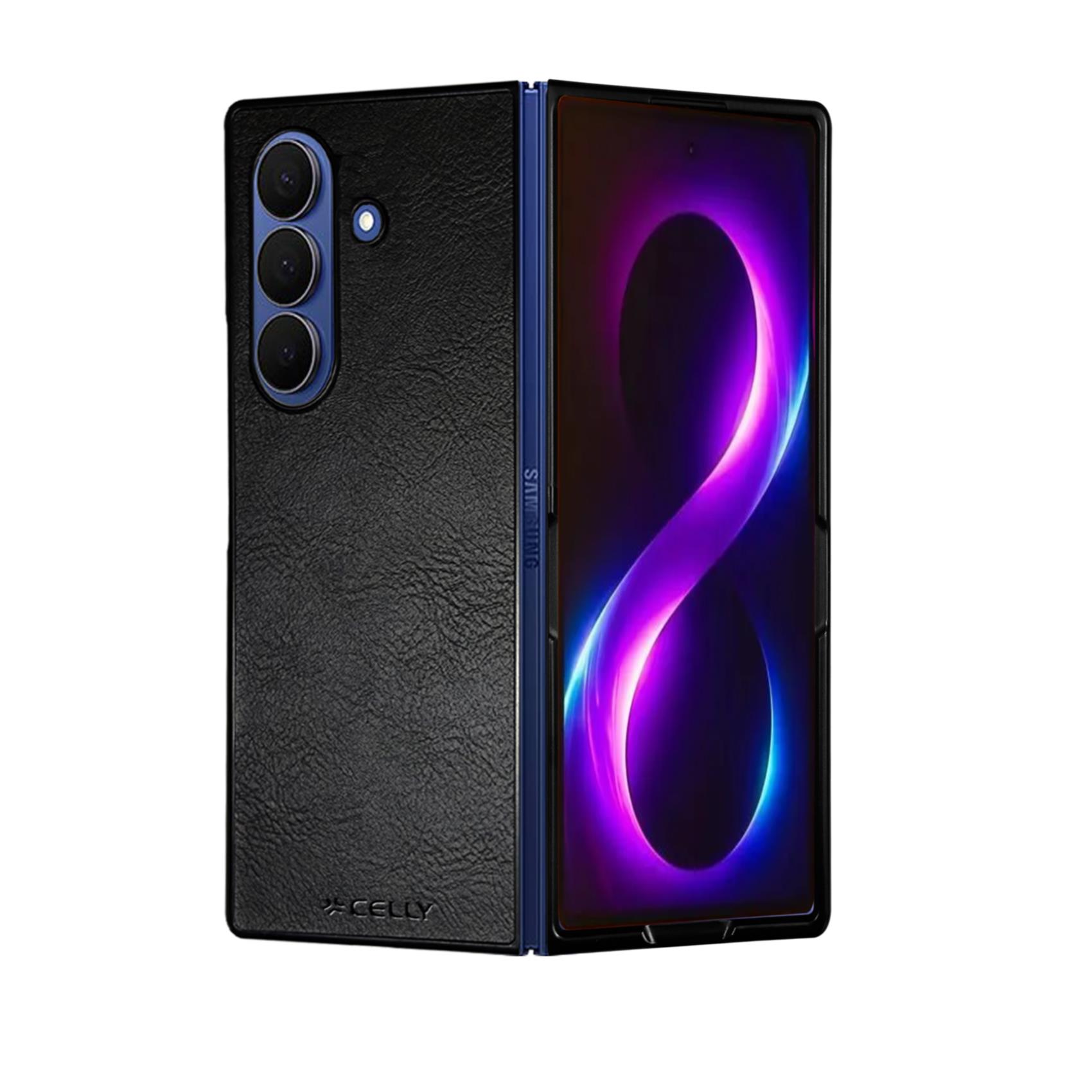FOLDING - Cover in TPU composta da scocca anteriore e posteriore, effetto pelle sintetica colore nero compatibile Samsung Galaxy Z Fold 8 Ultra 4