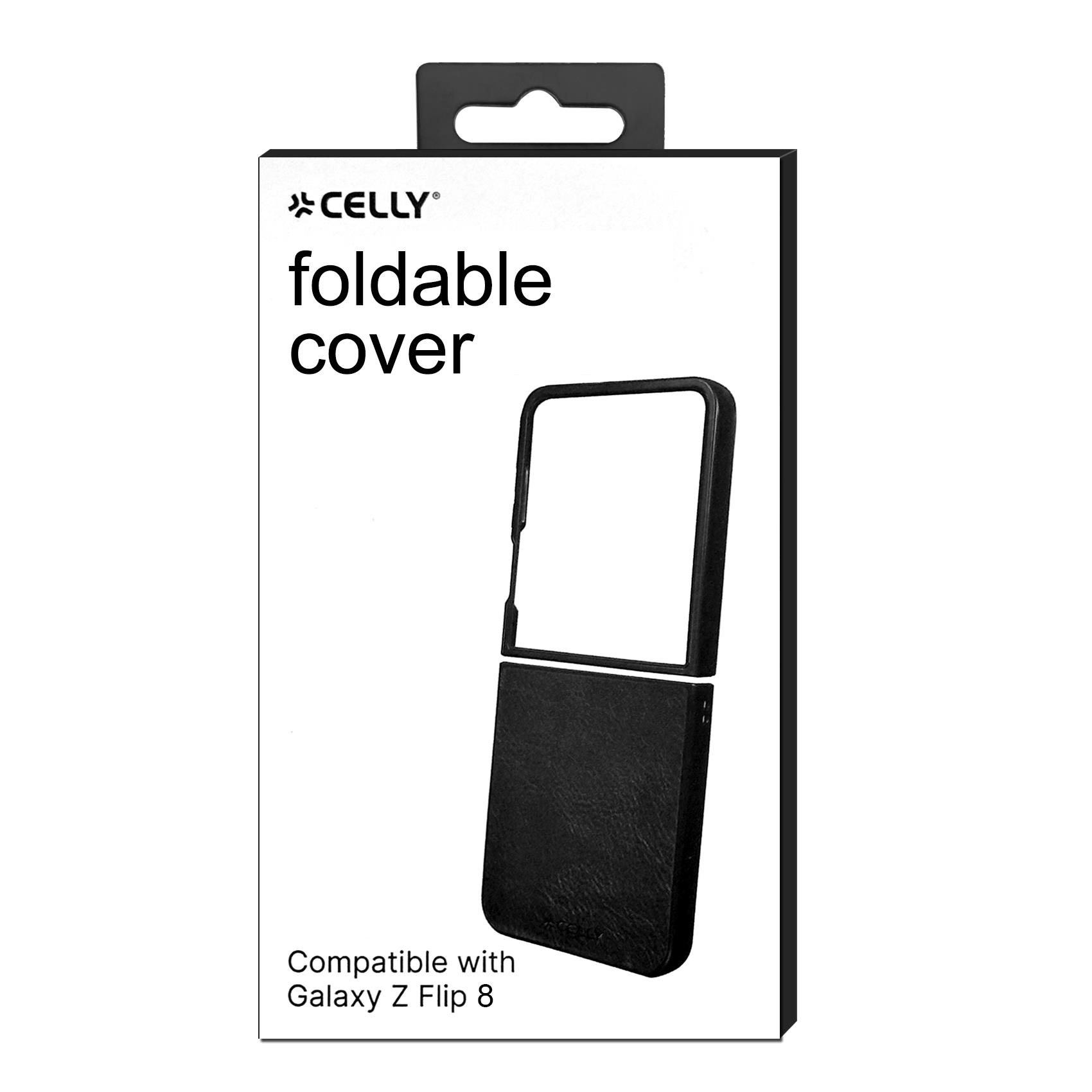 FOLDING - Cover in TPU composta da scocca anteriore e posteriore, effetto pelle sintetica colore nero compatibile Samsung Galaxy Z Flip 8 3