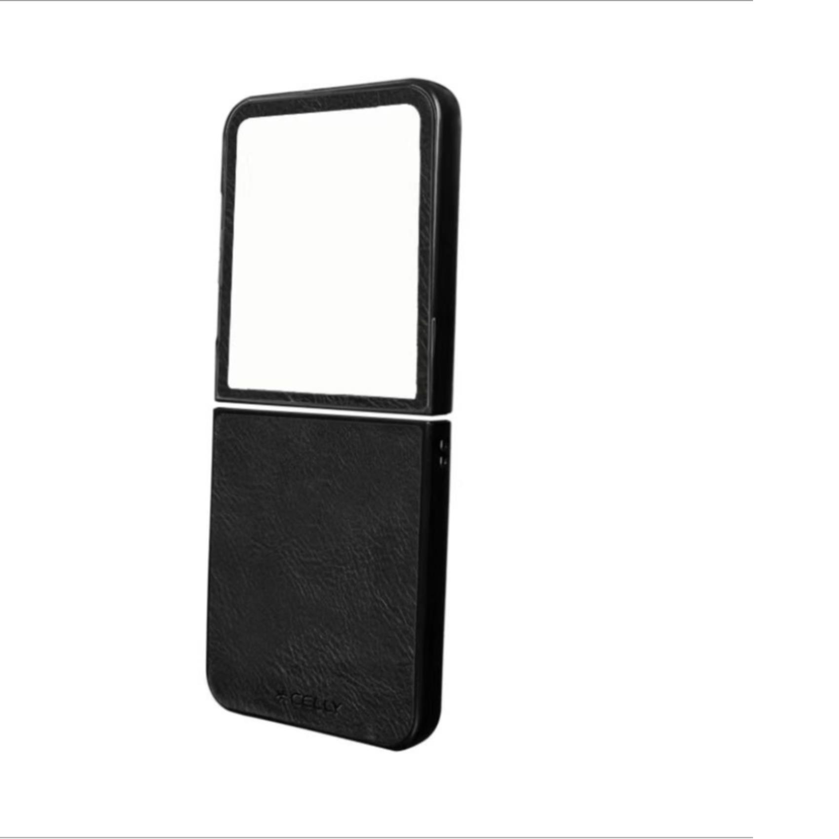 FOLDING - Cover in TPU composta da scocca anteriore e posteriore, effetto pelle sintetica colore nero compatibile Samsung Galaxy Z Flip 8 4