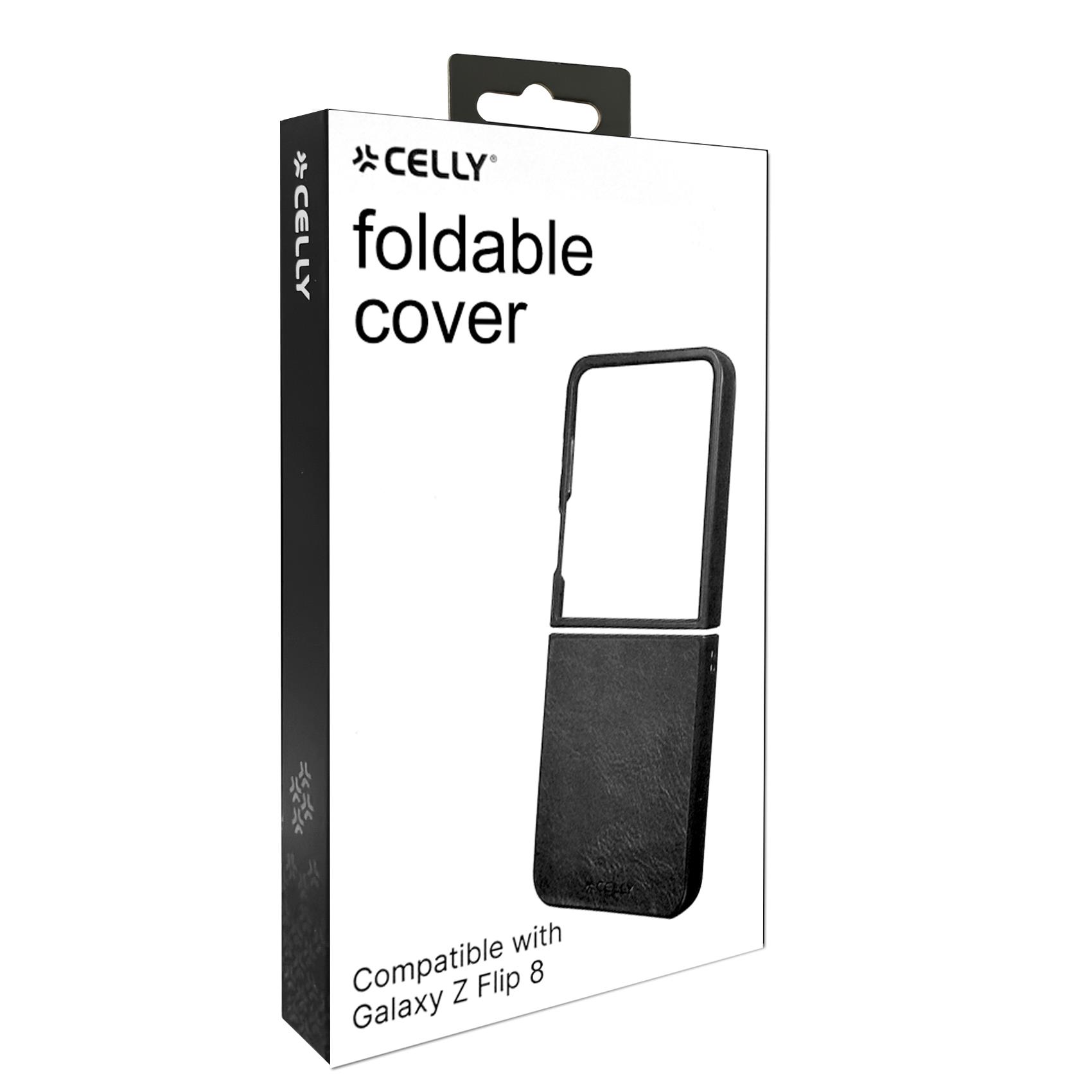 FOLDING - Cover in TPU composta da scocca anteriore e posteriore, effetto pelle sintetica colore nero compatibile Samsung Galaxy Z Flip 8 6
