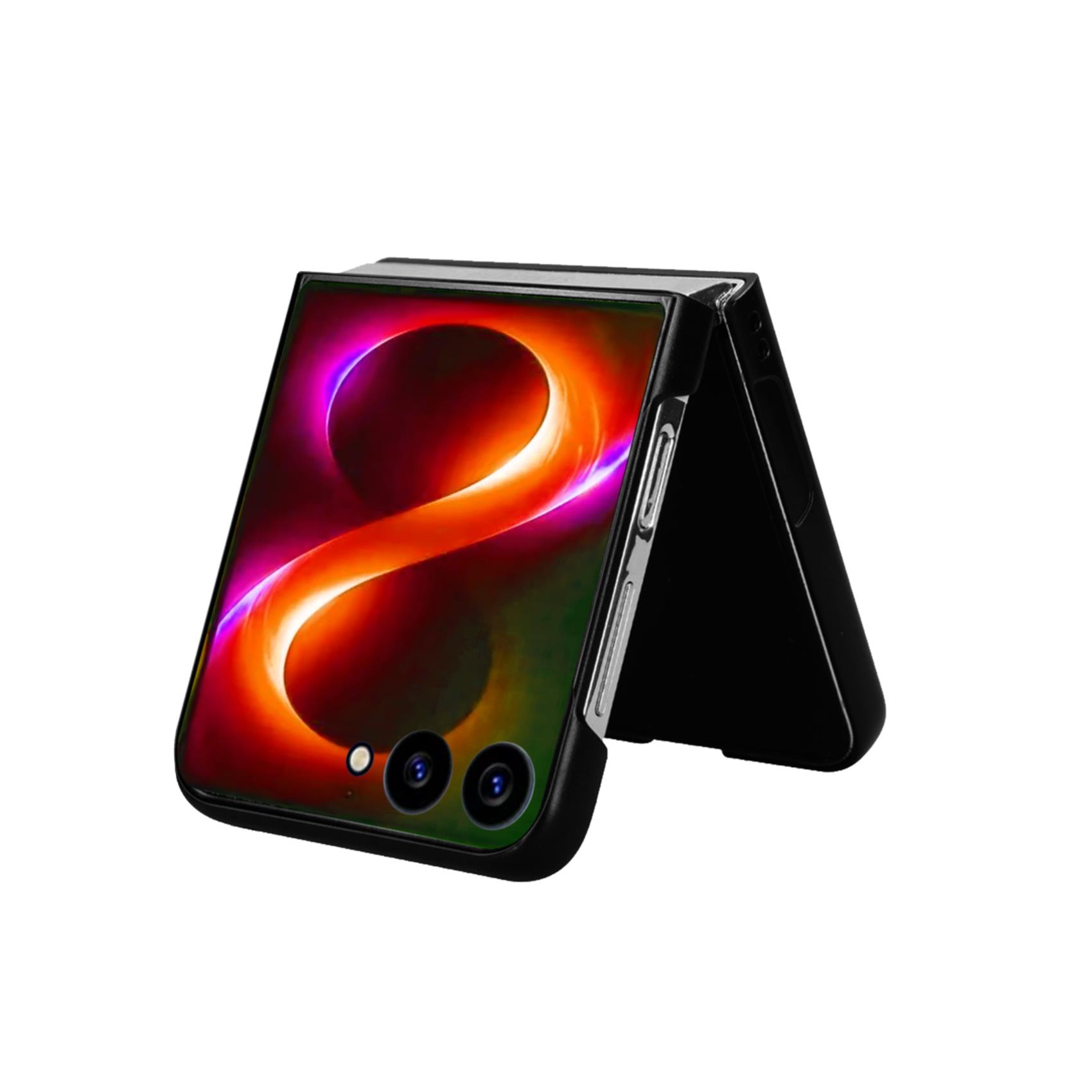 FOLDING - Cover in TPU composta da scocca anteriore e posteriore, effetto pelle sintetica colore nero compatibile Samsung Galaxy Z Flip 8 7