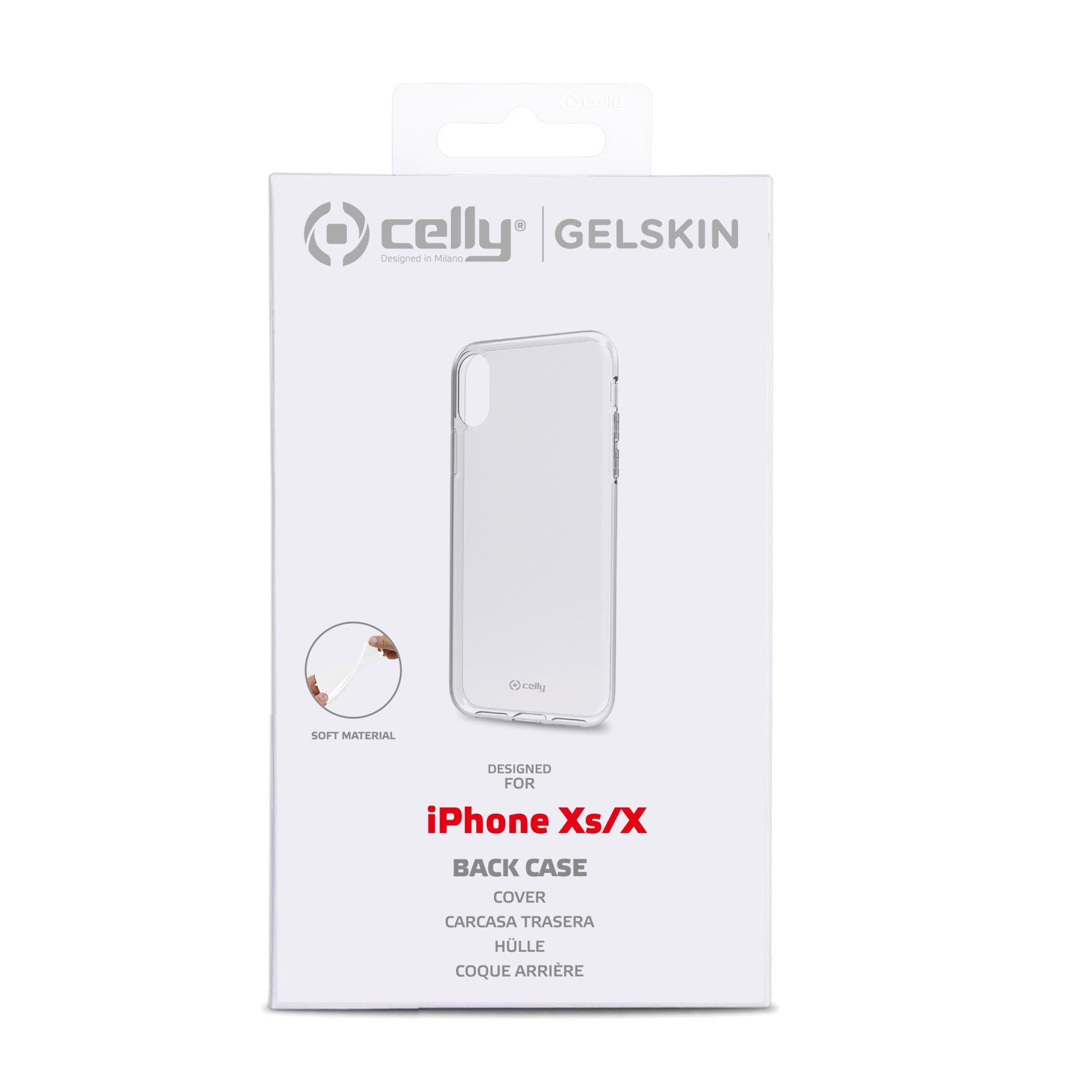 CELLY GELSKIN - Cover morbida trasparente nero in TPU compatibile con Apple iPhone Xs/ iPhone X