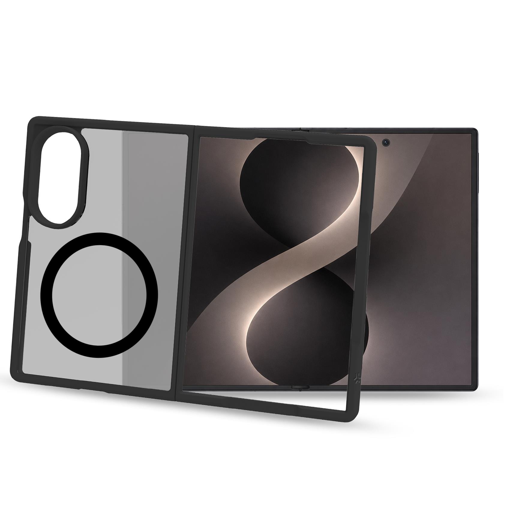 CELLY GELSKINMAG - Cover morbida trasparente in TPU, compatibile con la tecnologia Magsafe, anello magnetico color Nero per Samsung Galaxy Z Fold 8