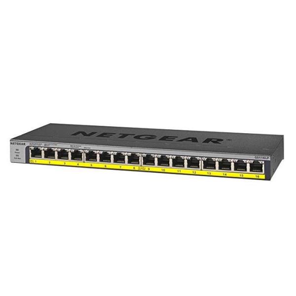 NETGEAR NETGEAR GS116LP Switch Unmanaged 16 porte Gigabit PoE+ (budget 76W),Garanzia a vita+NBD