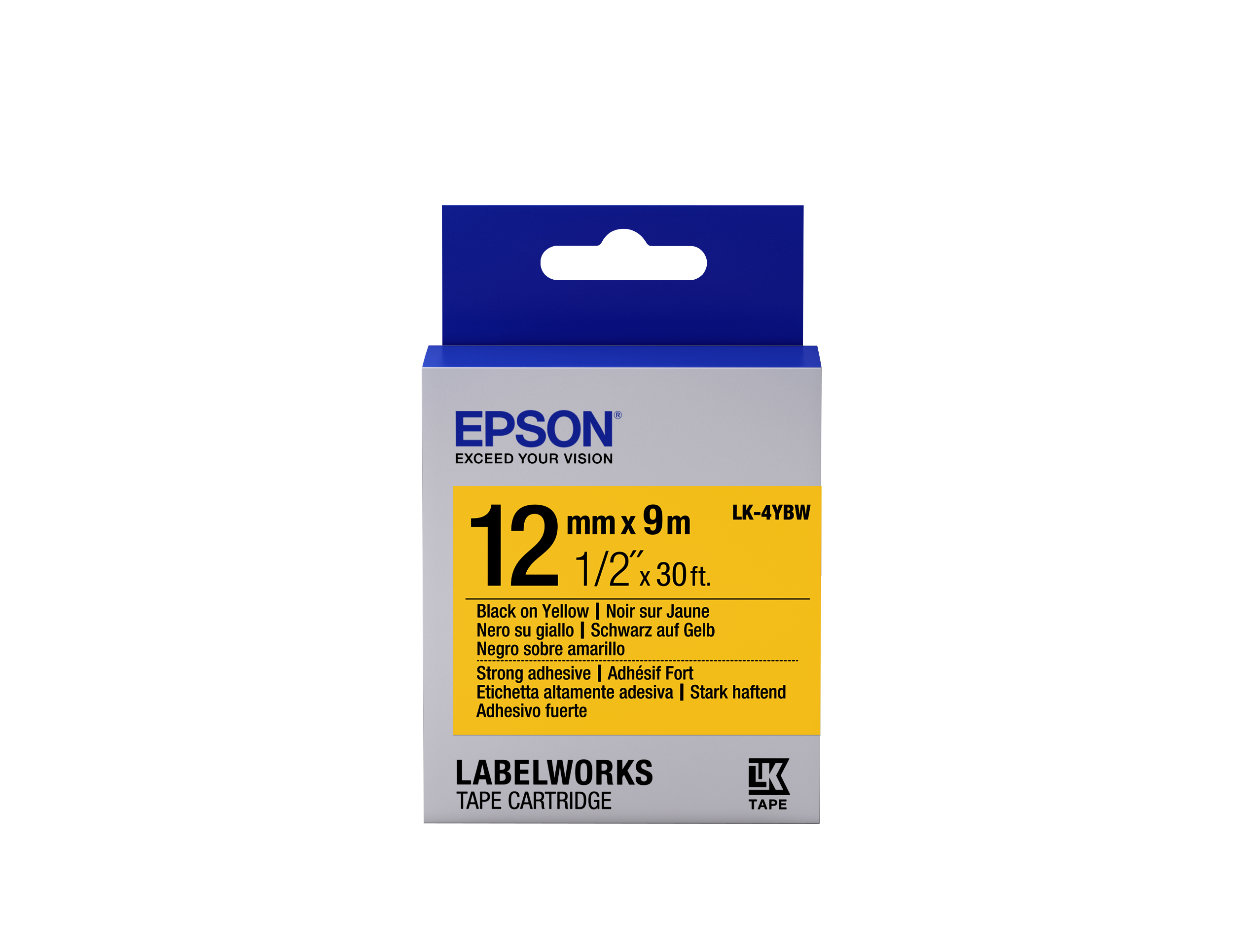 Epson TAPE - LK-4YBW STRNG ADH BLK-/Y YELL 12/9