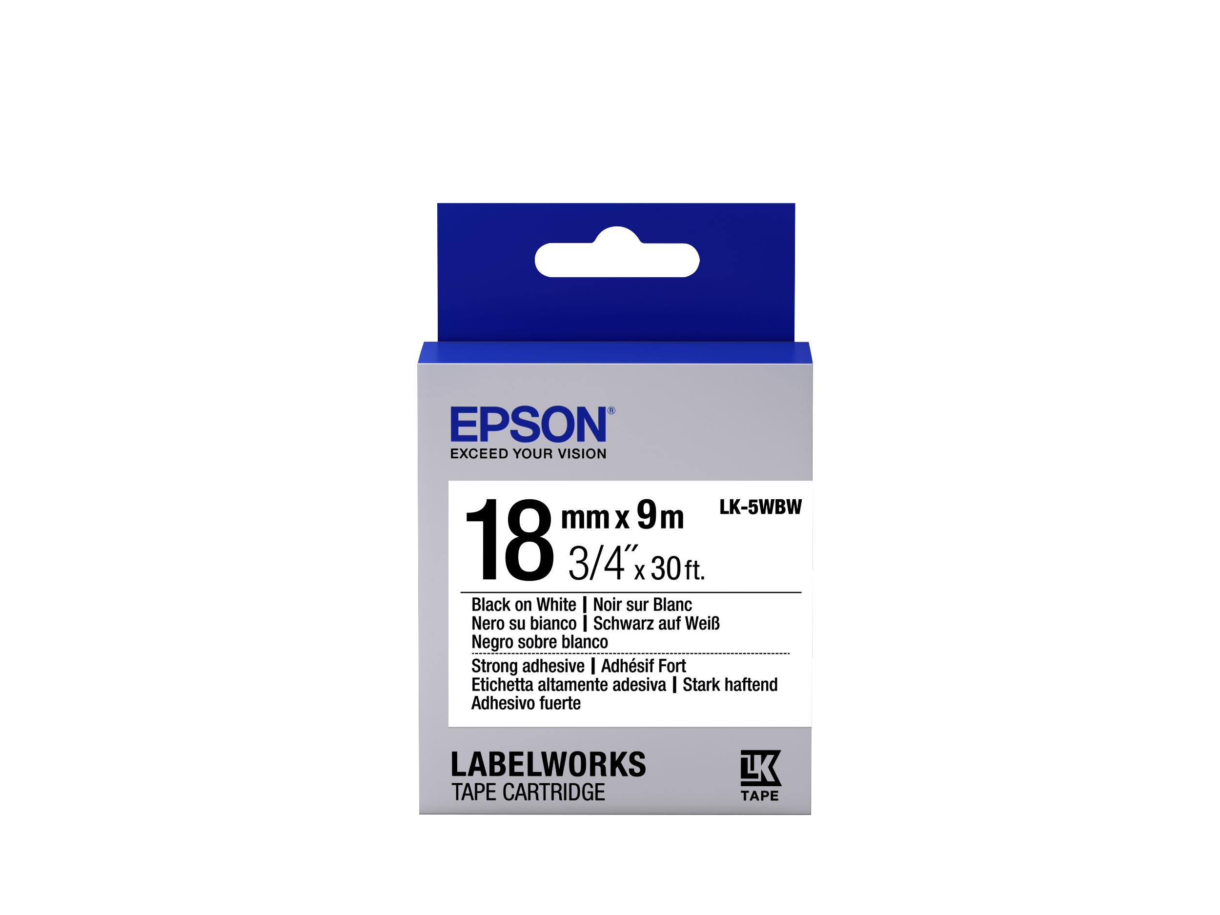 Epson TAPE - LK-5WBW STRNG ADH BLK-/W WHT 18/9