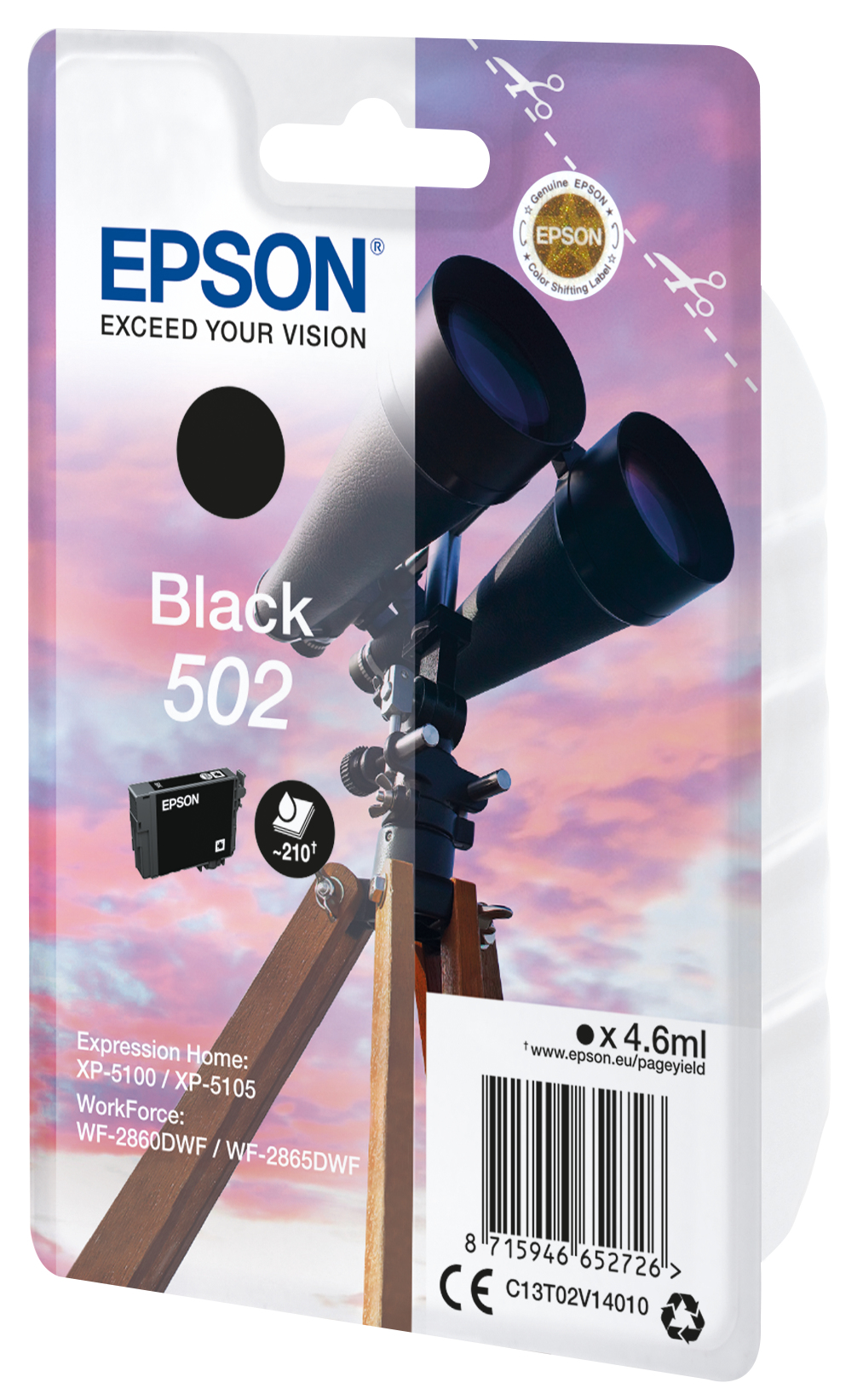 Epson BINOCULARS SINGLEPACK BLACK 502 INK 4.6 ML CARTRIDGE