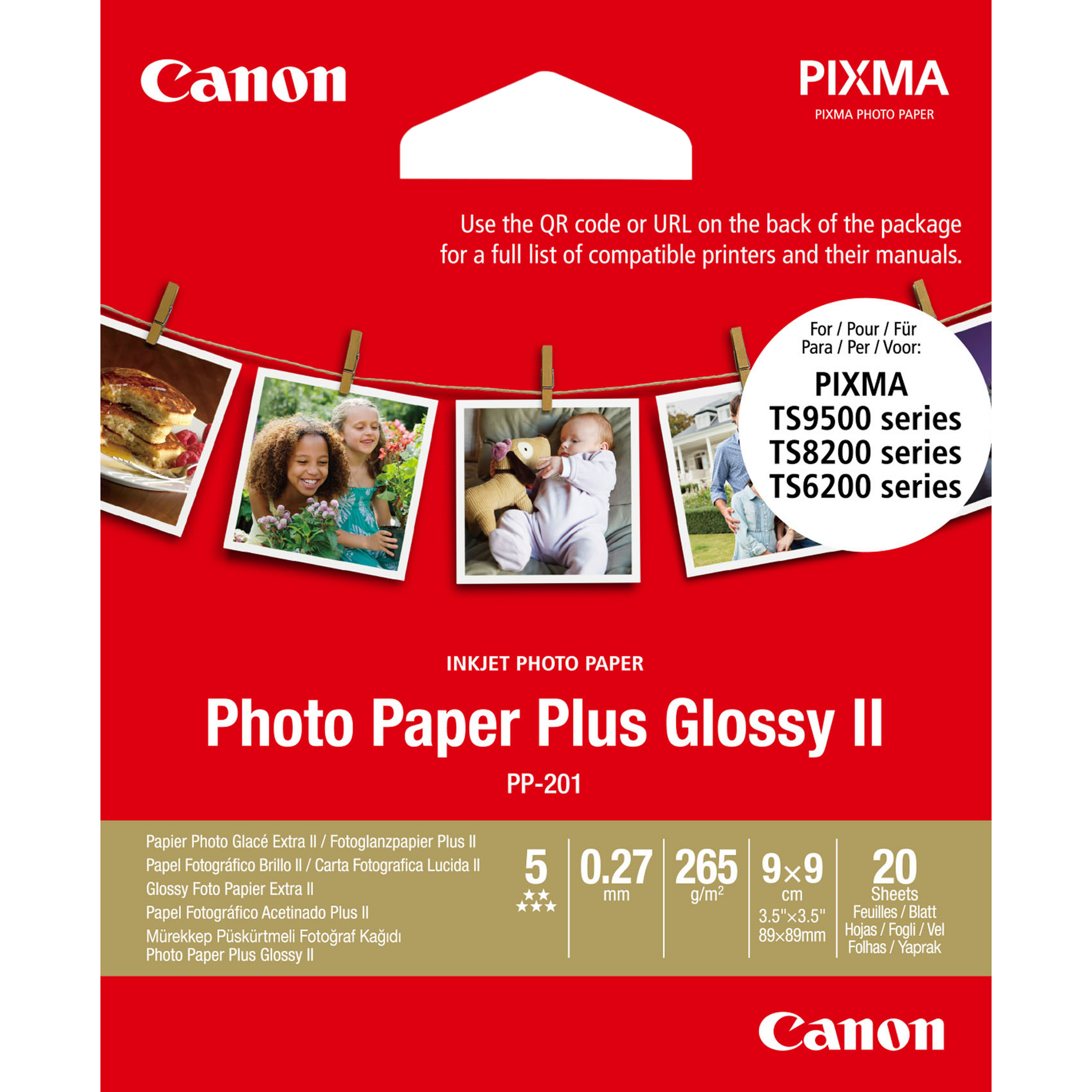 Canon PP-201 3.5X3.5INCH 20 SHEETS PHOTO PAPER PLUS