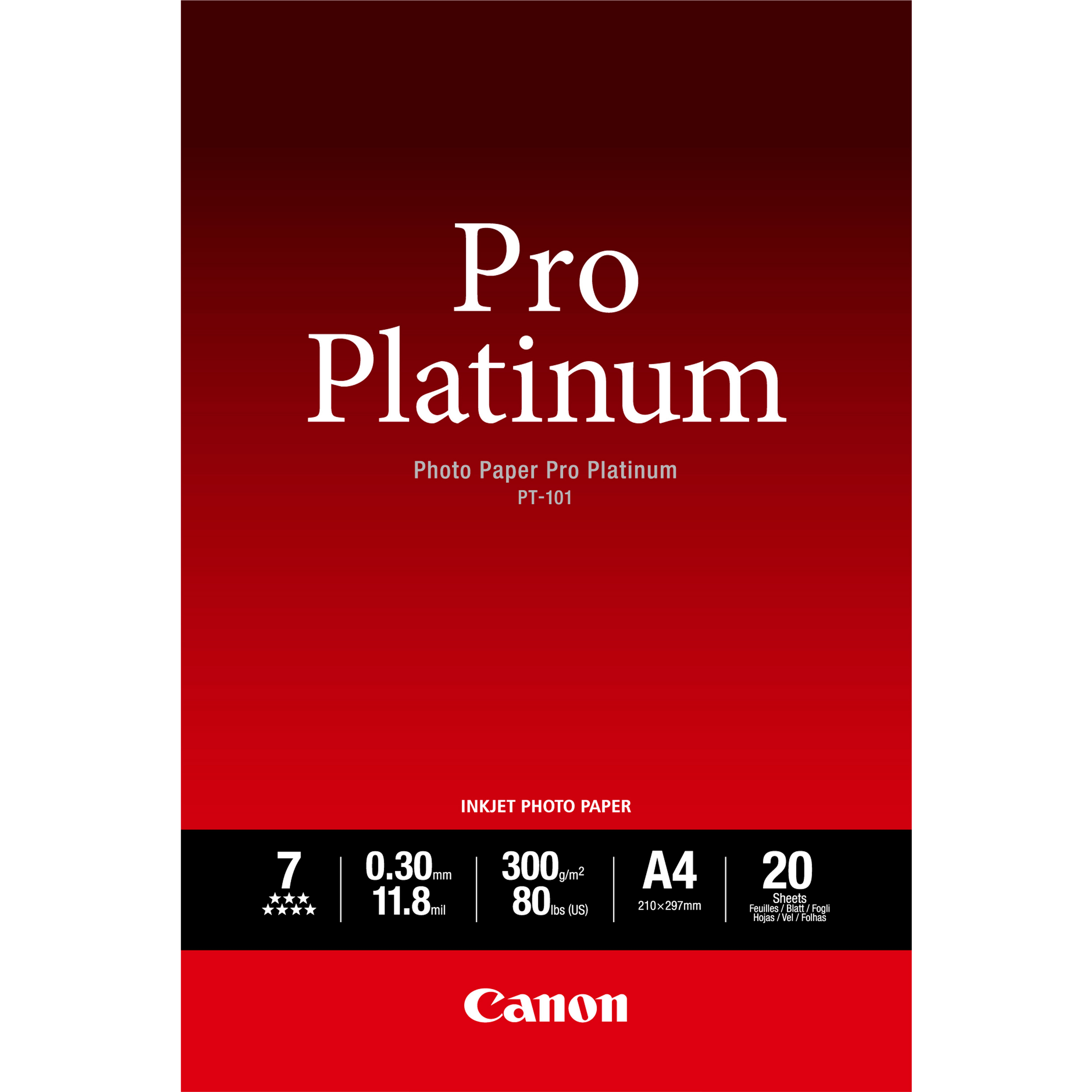 Canon PT-101 A4 CARTA FOTOGRAFICA PRO PLATINUM 20 FOGLI 300 G/M2