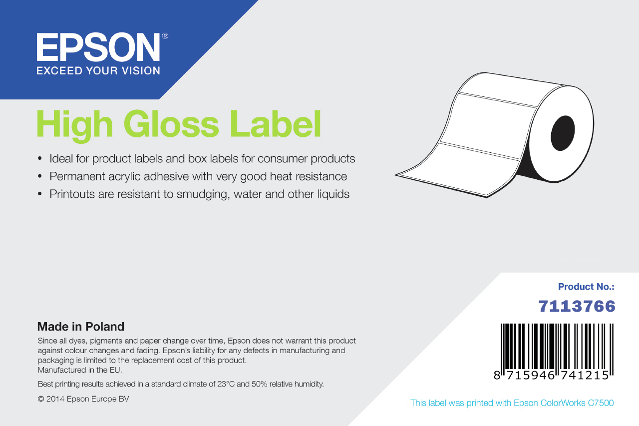 Epson HIGH GLOSS LABEL CONTINUOUS ROLL 102MM X 60M