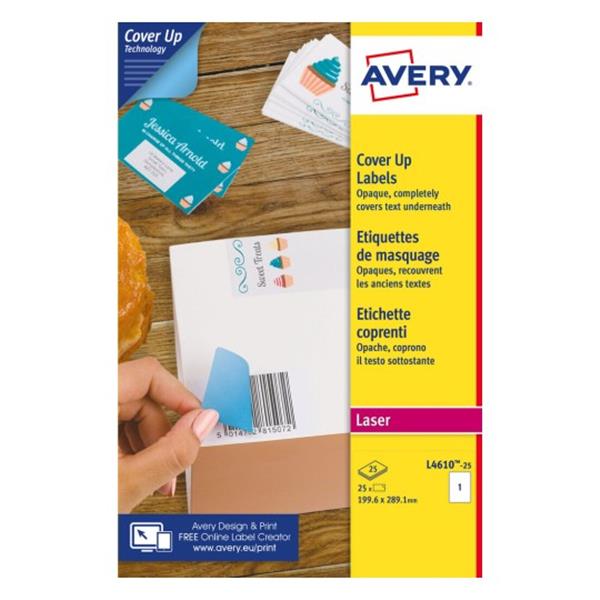 CONSUMABILI AVERY Etichette bianche in carta coprente BlockOUT® - 199,6 x 289,1mm