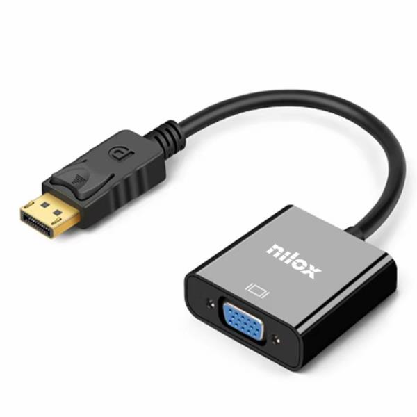 NILOX PC COMPONENTS NILOX TECH - Adattatore da DP a VGA-F per dispositivi forniti di connettore DisplayPort a monitor VGA con installazione Plug and Play