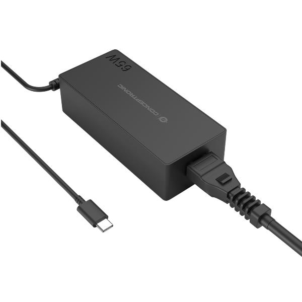 CONCEPTRONIC Caricabatterie USB PD da 65W - PPS, cavo USB-C integrato da 1.2m
