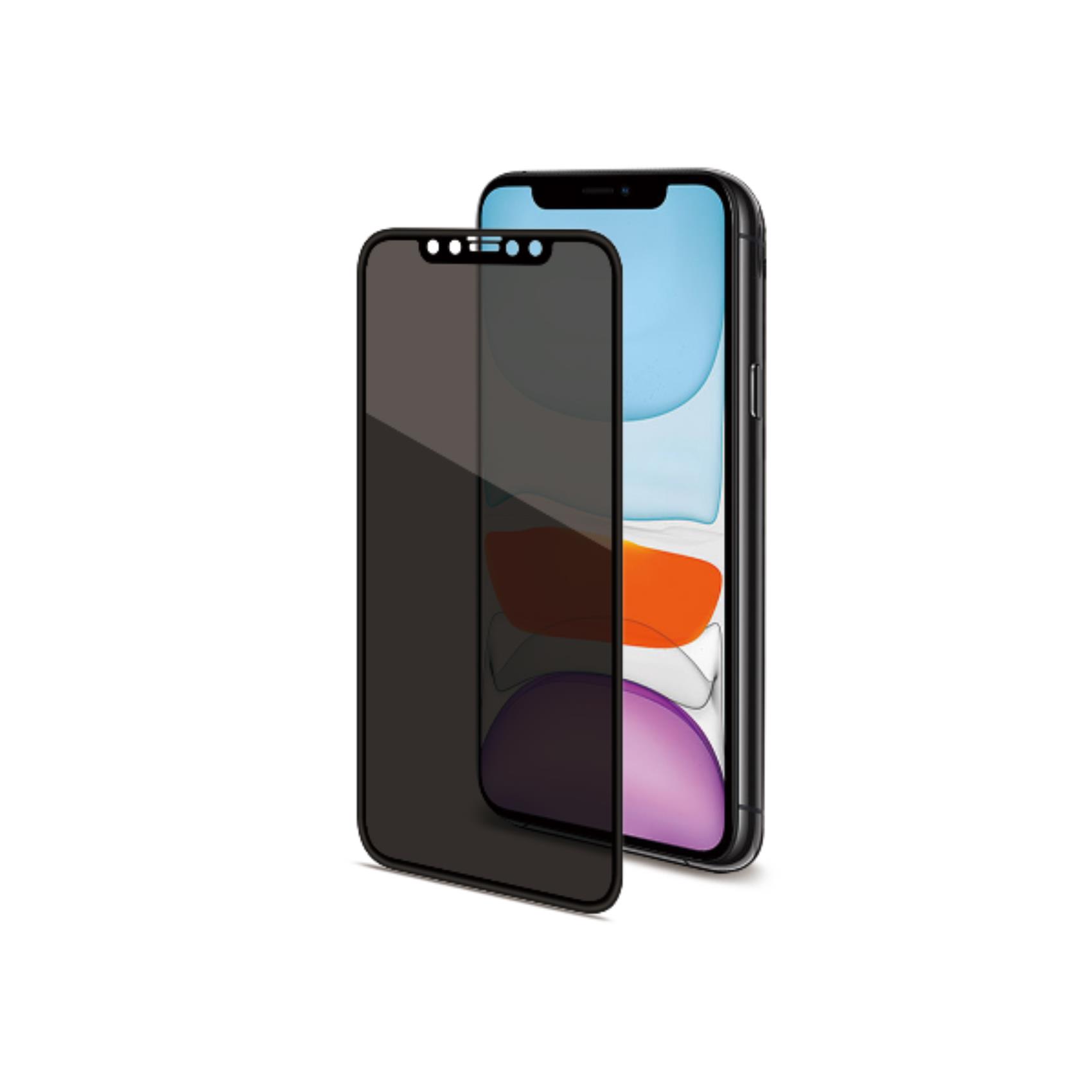 CELLY PRIVACY 3D GLASS - Vetro 9H con bordo colorato nero per schermo curvo con effetto Privacy compatibile con Apple iPhone 11