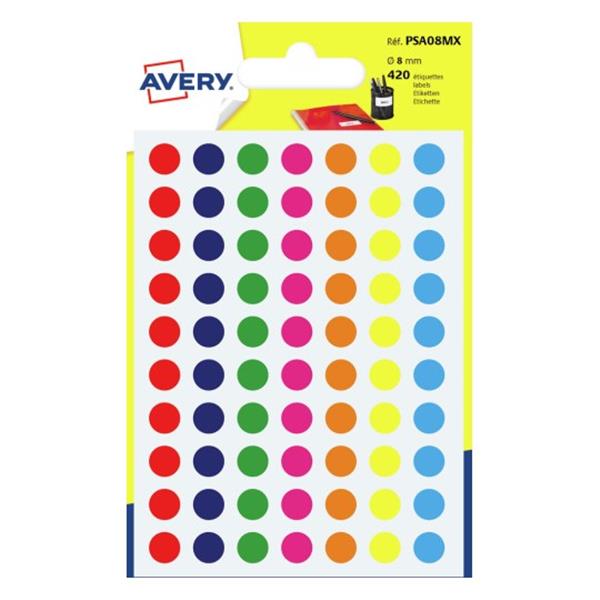 CONSUMABILI AVERY Etichette rotonde colorate - diametro 8