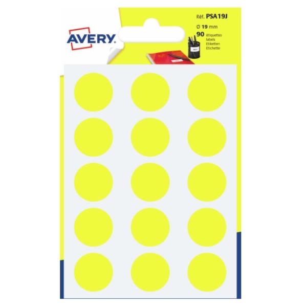 CONSUMABILI AVERY Etichette rotonde gialle - diametro 19