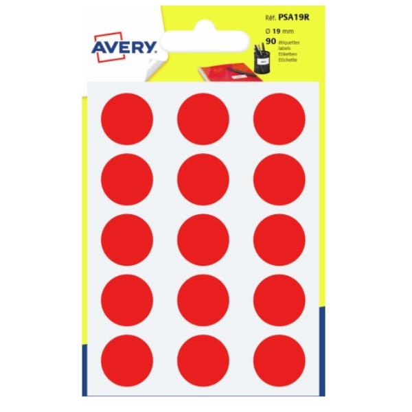 CONSUMABILI AVERY Etichette rotonde rosse - diametro 19