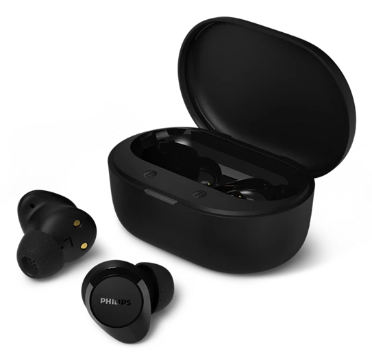PHILIPS TV & AUDIO AURICOLARI TRUE WIRELESS BLUETOOTH MICROFONO IPX4 CUSTODIA RICARICABILE - NERO