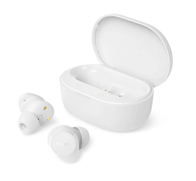 PHILIPS TV & AUDIO AURICOLARI TRUE WIRELESS BLUETOOTH MICROFONO IPX4 CUSTODIA RICARICABILE - BIANCO
