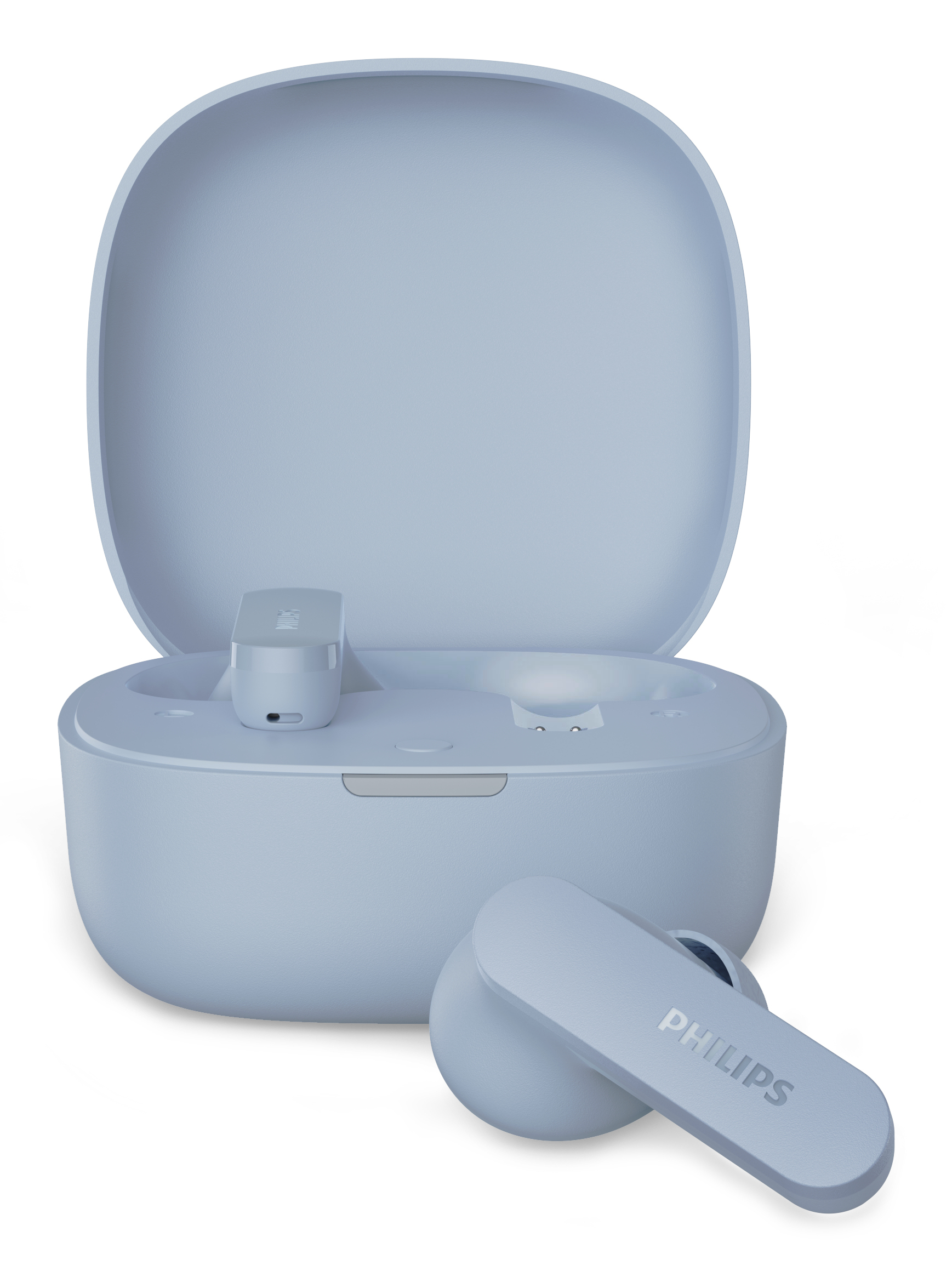 PHILIPS TV & AUDIO AURICOLARI PICCOLI TRUE WIRELESS BLUETOOTH MICROFONO IPX4 CUSTODIA RICARICABILE TASCABILE - AZZURRO