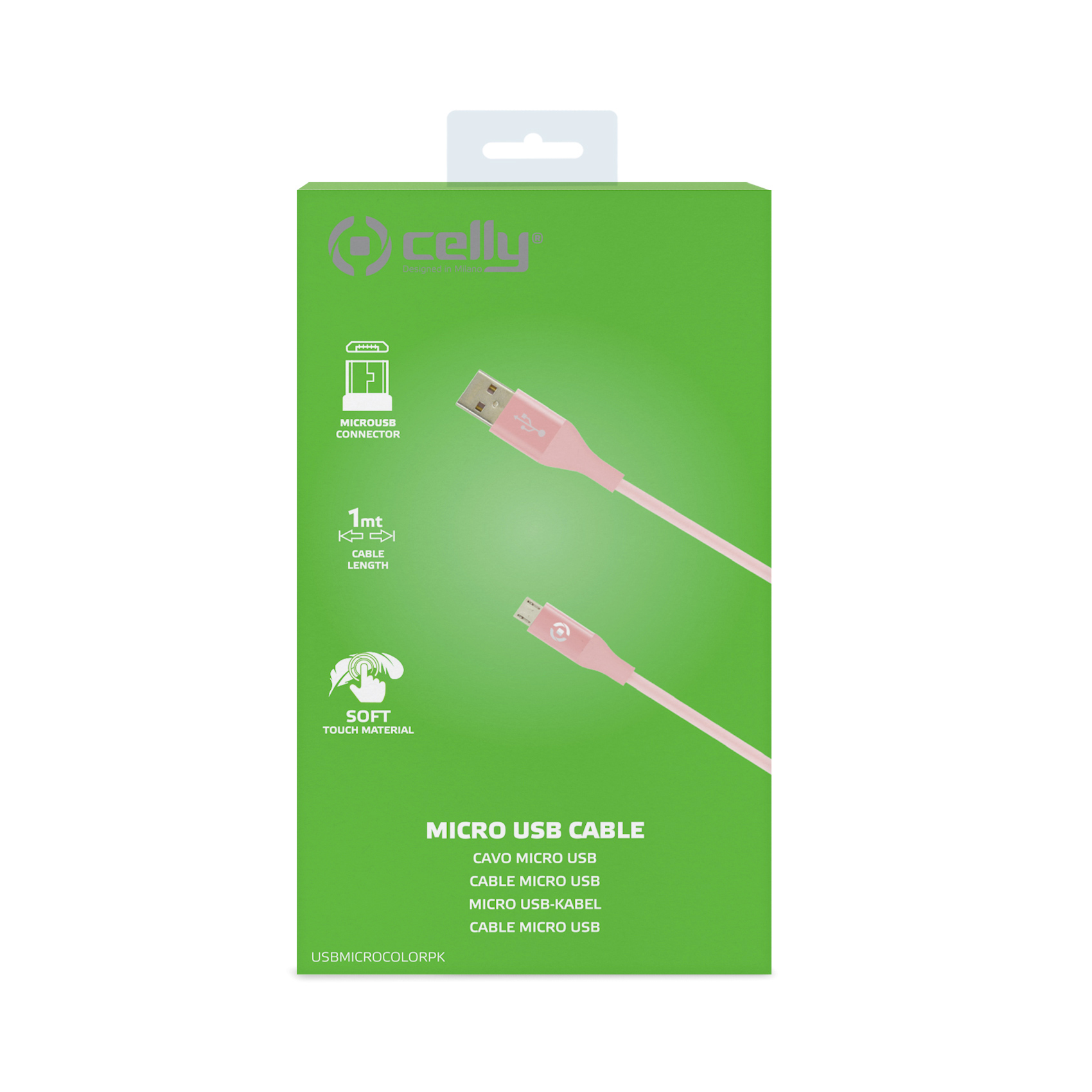 CELLY USBMICROCOLOR - Cavo USB-A a Micro Usb, lunghezza 1 metro, potenza massima 12 Watt