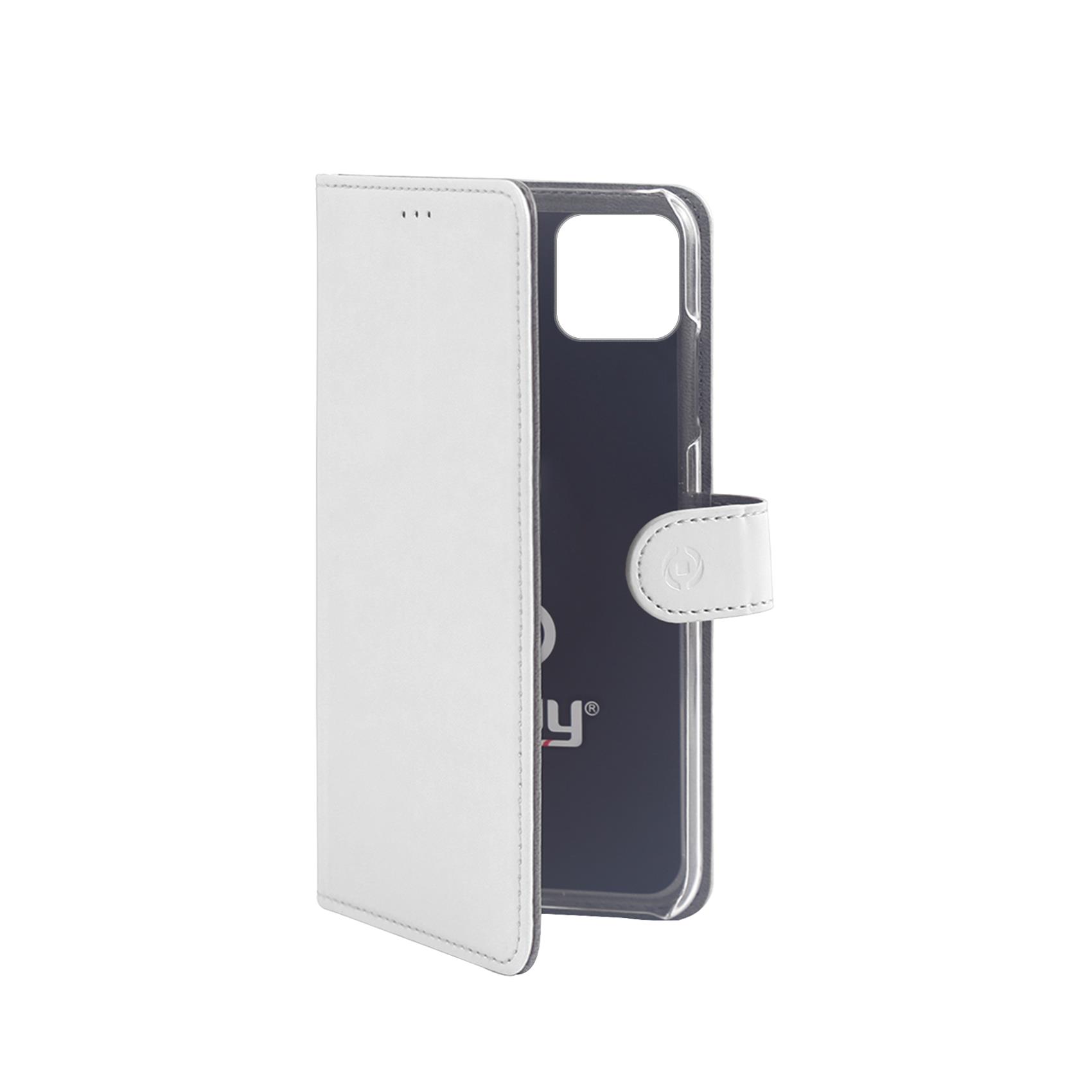 CELLY WALLY - Custodia a libro in pelle sintetica con chiusura flap magnetico, slot per carte e funzione stand colore bianco compatibile con Apple iPhone 11