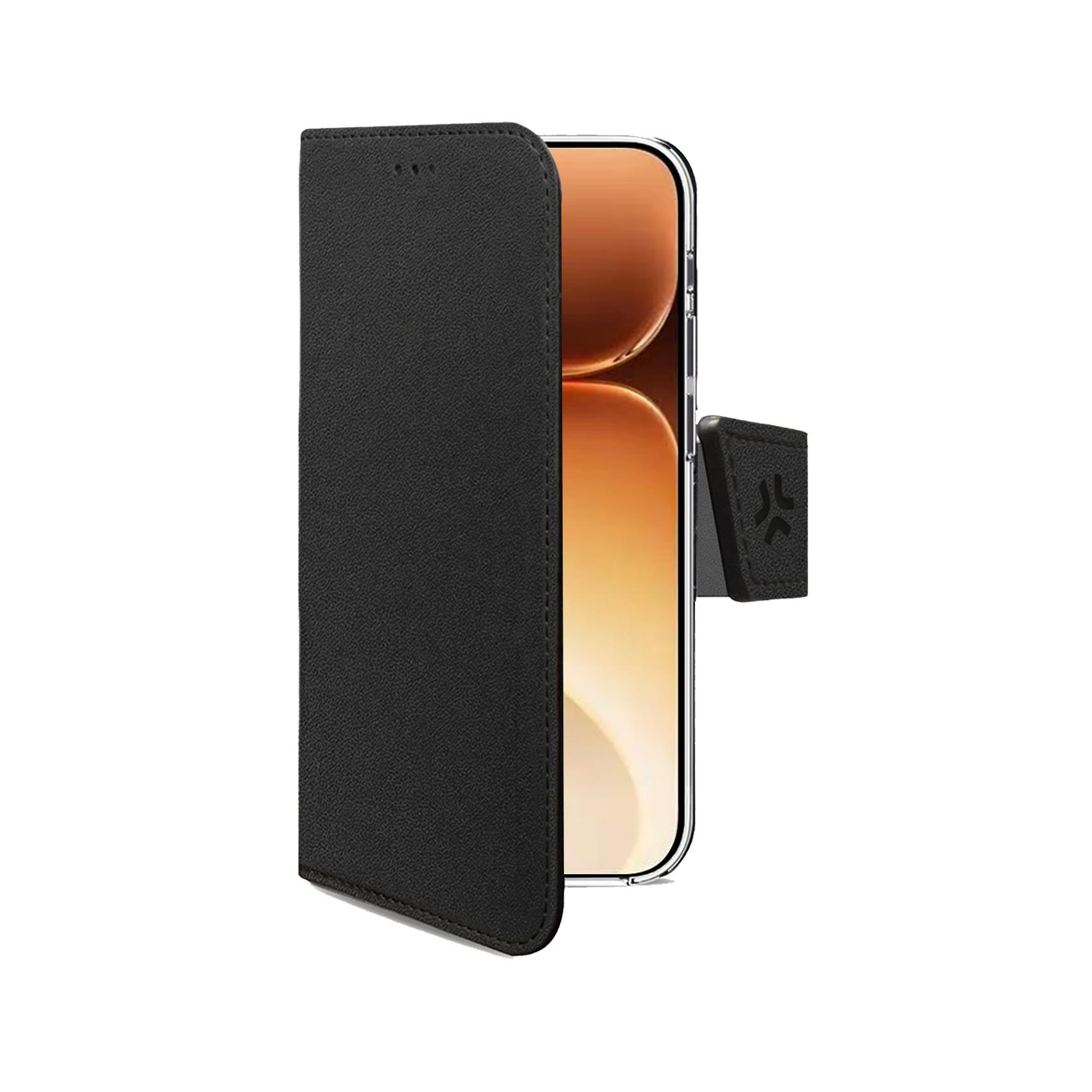 CELLY WALLY - Custodia a libro in pelle sintetica con chiusura flap magnetico, slot per carte e funzione stand colore nero compatibile con Honor 600 Pro