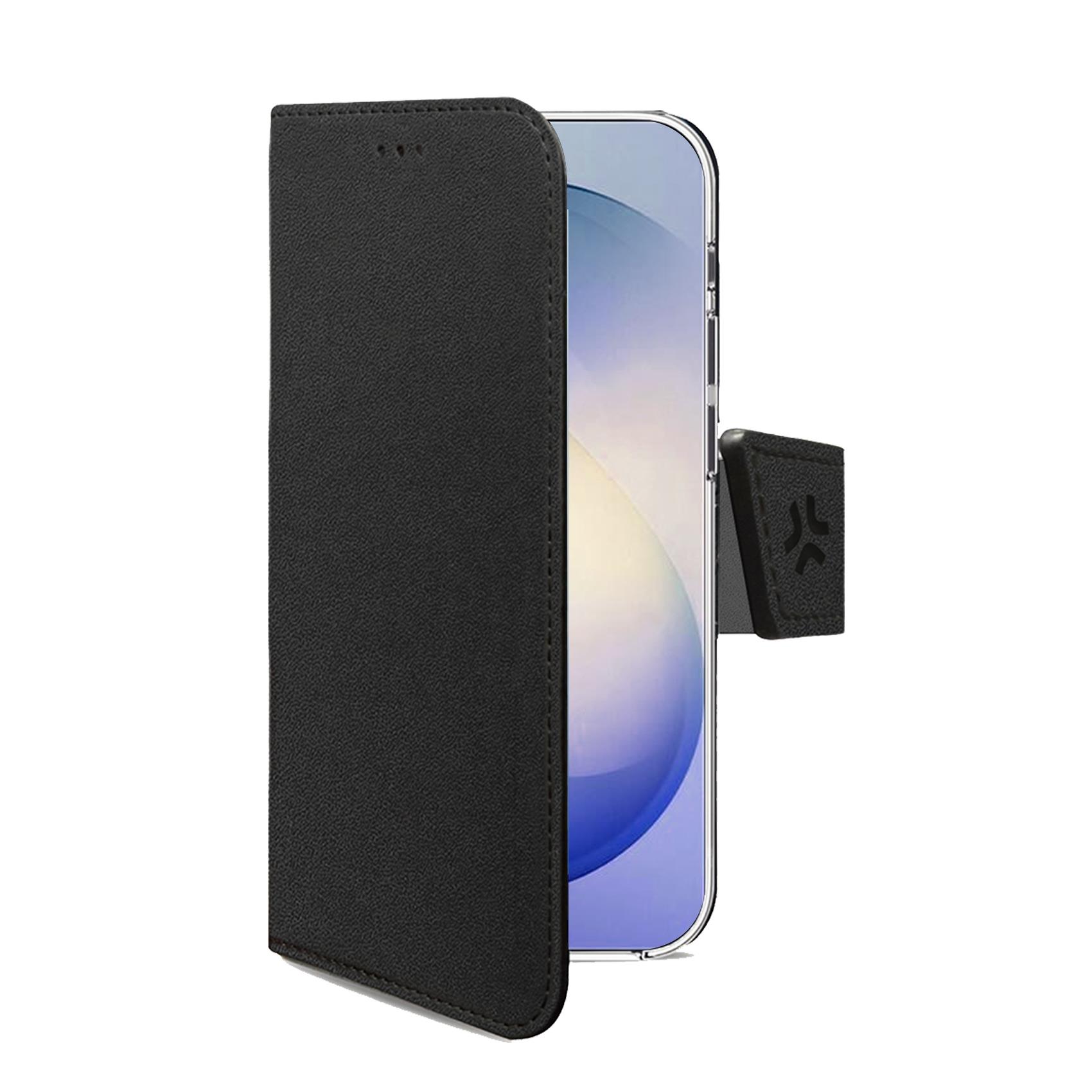 CELLY WALLY - Custodia a libro in pelle sintetica con chiusura flap magnetico, slot per carte e funzione stand colore nero compatibile con Samsung Galaxy S26 FE 5G