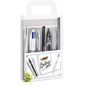 Argento Set Blocco Appunti + Penne