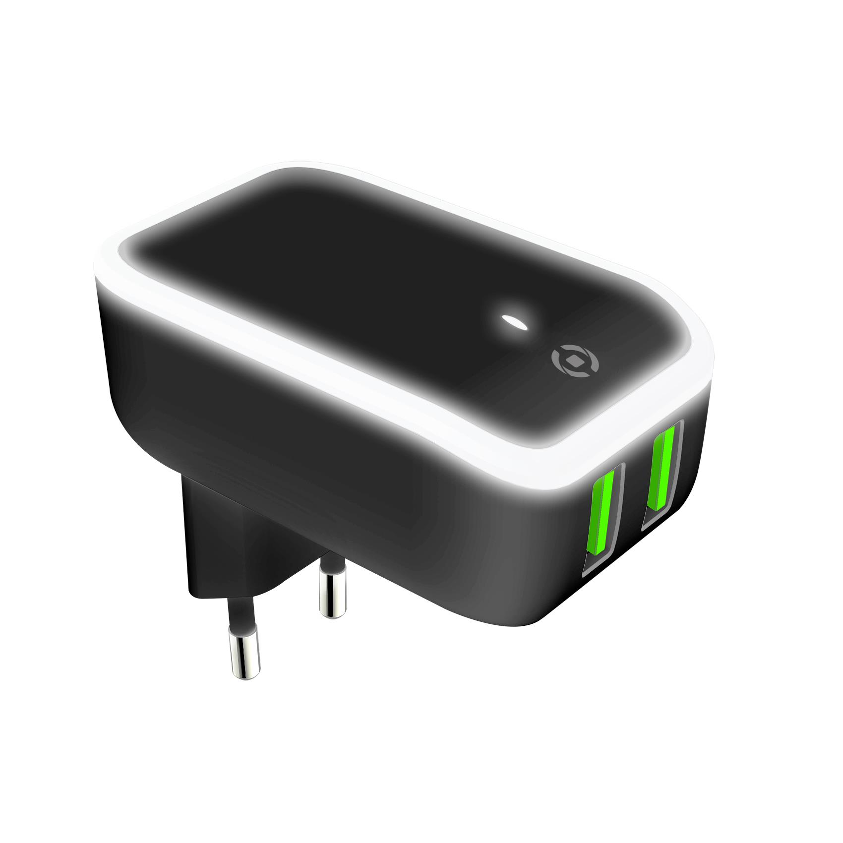 Travel Charger 2Usb 12W LED Nero