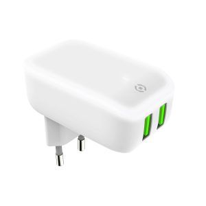 Travel Charger 2Usb 12W LED Bianco