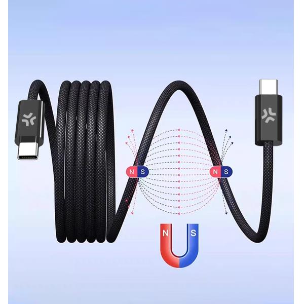 USB-C To USB-C Magnetic Cable 1M Bk - immagine 3