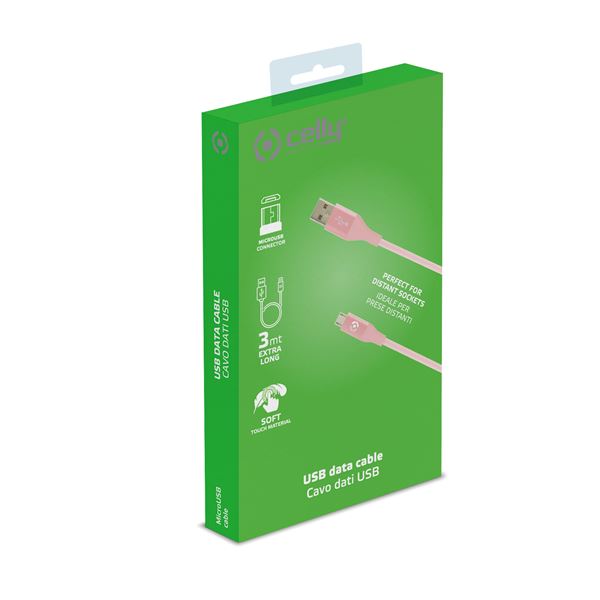 USB-A To Microusb 12W Cable 3Mt Pk - immagine 3