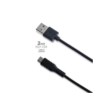 USB-A To USB-C 15W Cable 2Mt Nero